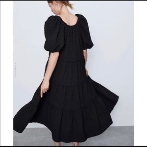 Zara tiered maxi dress with puff sleeves